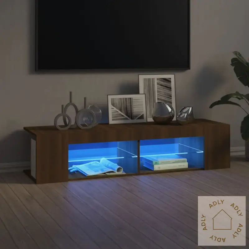 Tv-Benk Med Led-Lys Brun Eik 135X39X30 Cm