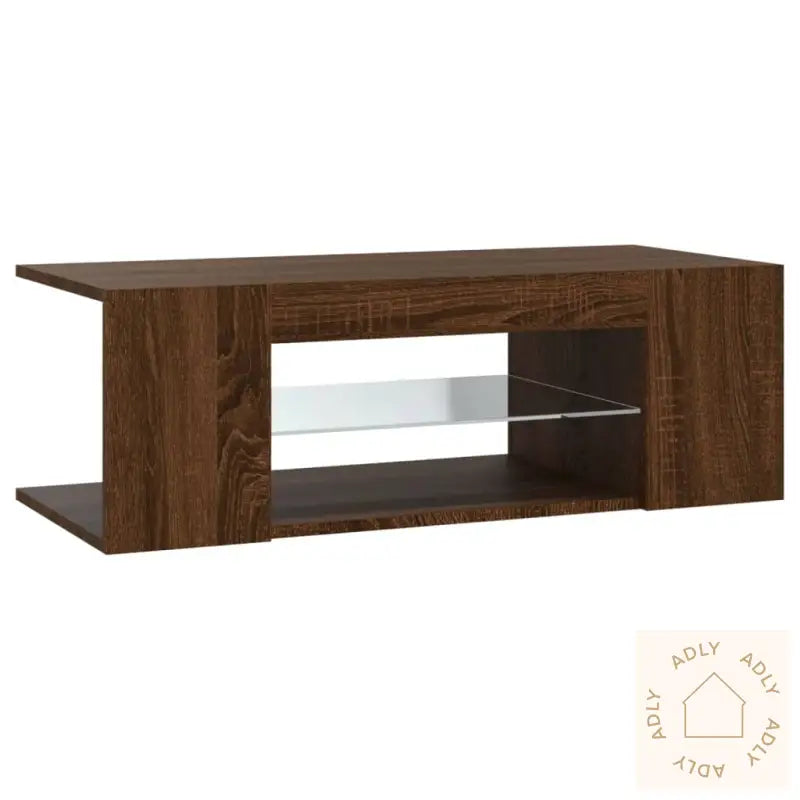 Tv-Benk Med Led-Lys Brun Eik 90X39X30 Cm