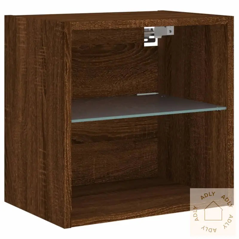 Veggmontert Nattbord Med Led-Lys 2 Stk Brun Eik