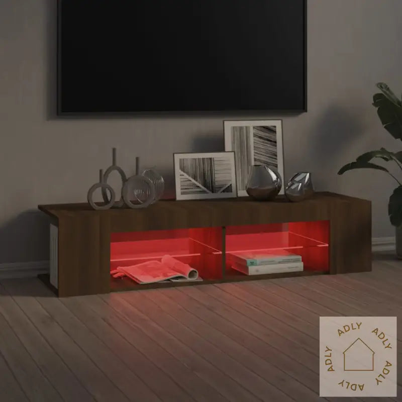 Tv-Benk Med Led-Lys Brun Eik 135X39X30 Cm