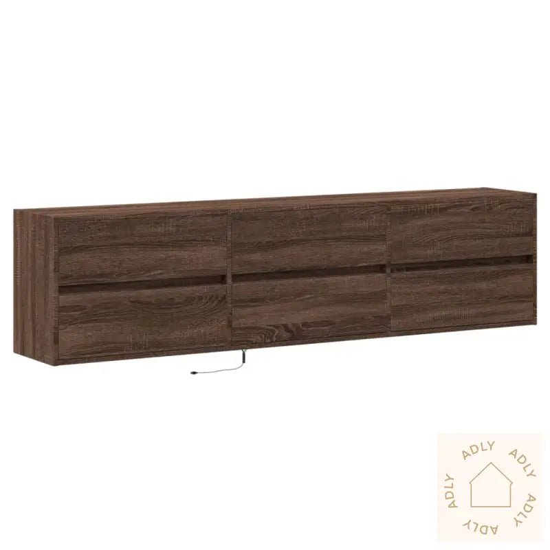 Tv Veggskap Med Led Brun Eik 180X31X45 Cm