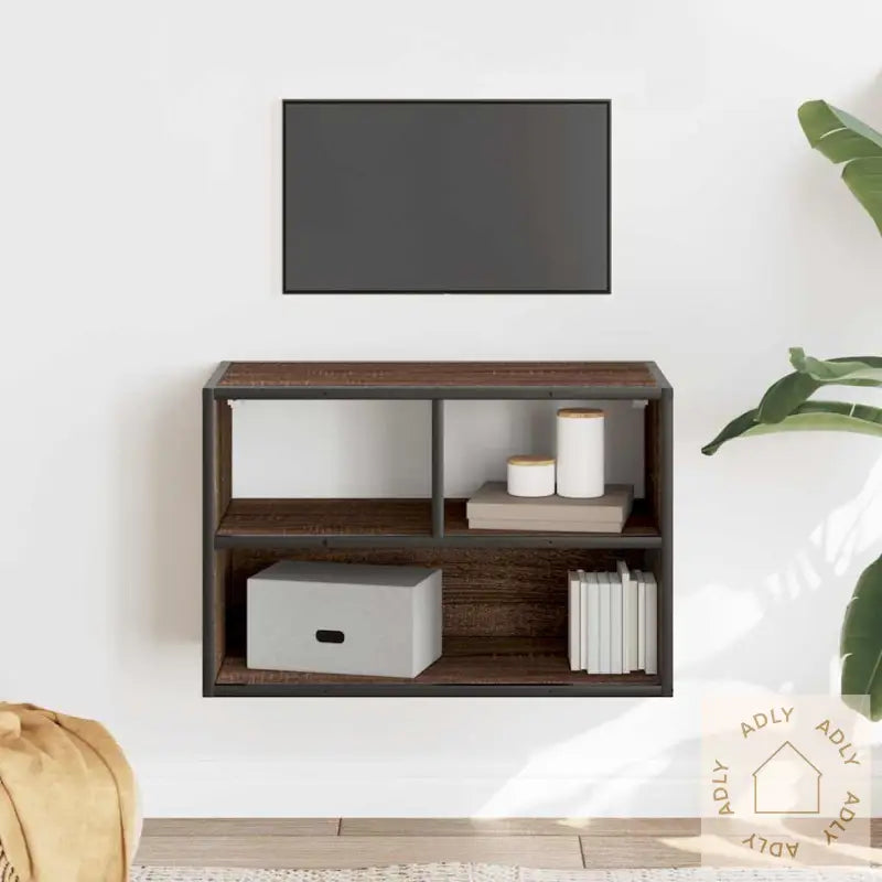 Tv-Benk Brun Eik 60X31X39,5 Cm Konstruert Tre Og Metall