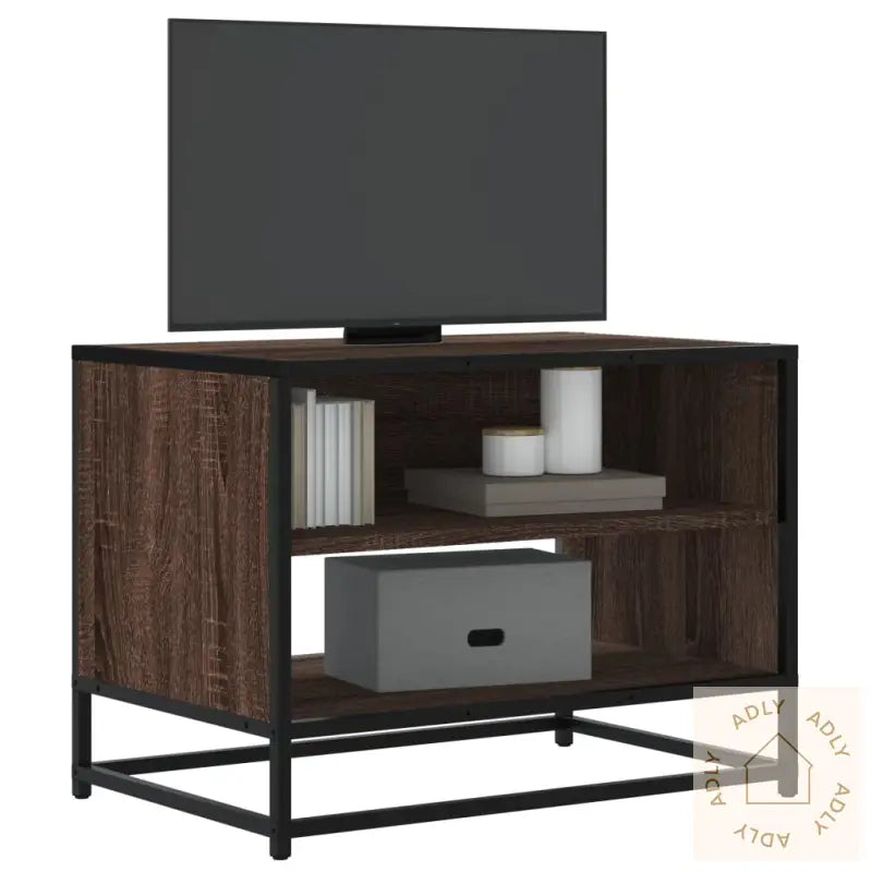 Tv-Benk Brun Eik 61X40X46 Cm Konstruert Tre Og Metall