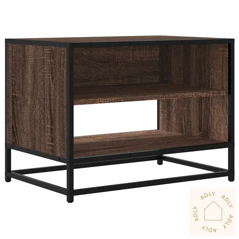 Tv-Benk Brun Eik 61X40X46 Cm Konstruert Tre Og Metall