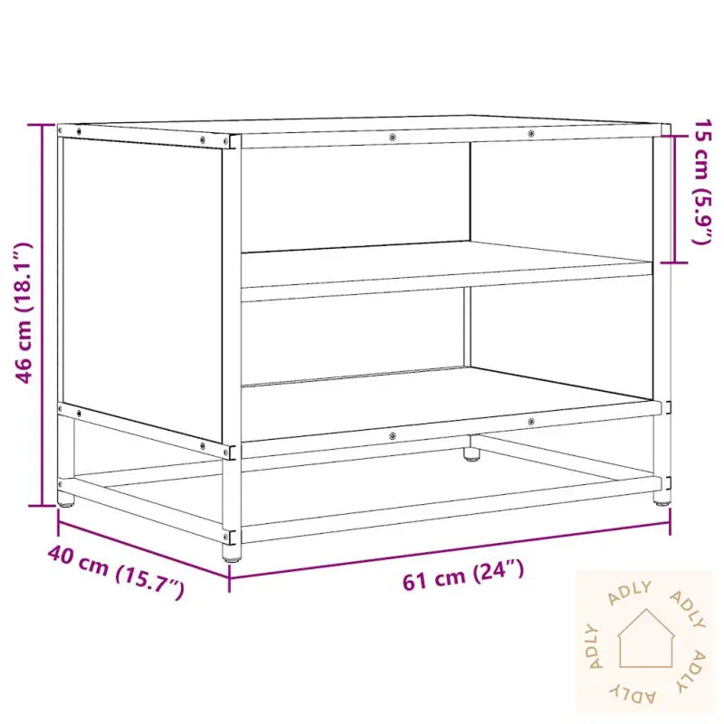 Tv-Benk Brun Eik 61X40X46 Cm Konstruert Tre Og Metall