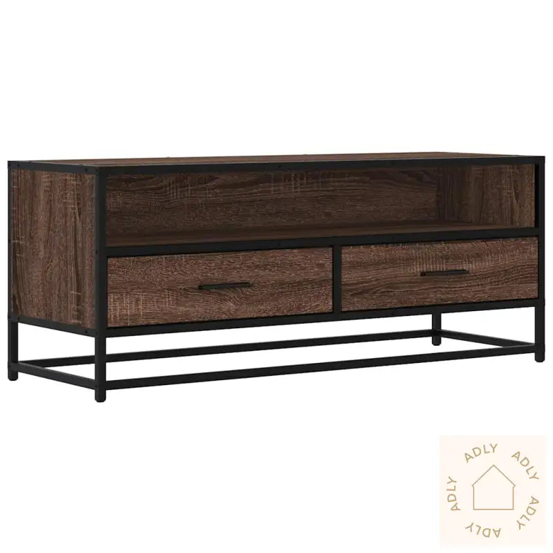Tv-Benk Brun Eik 100X34,5X40 Cm Konstruert Tre Og Metall