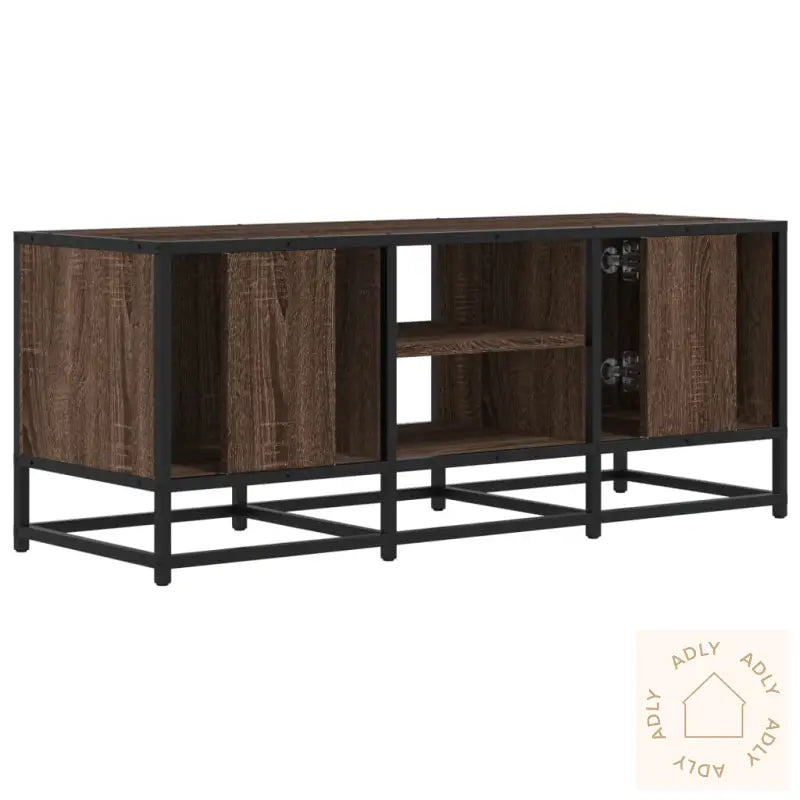Tv-Benk Brun Eik 100X35X41 Cm Konstruert Tre Og Metall