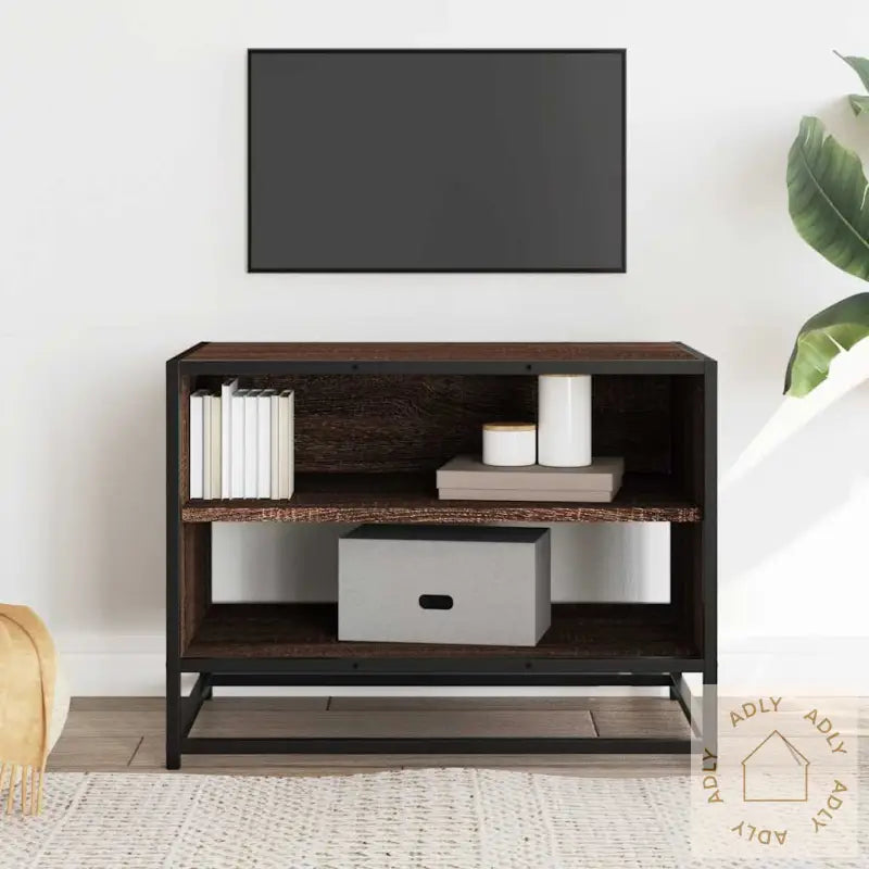 Tv-Benk Brun Eik 61X40X46 Cm Konstruert Tre Og Metall