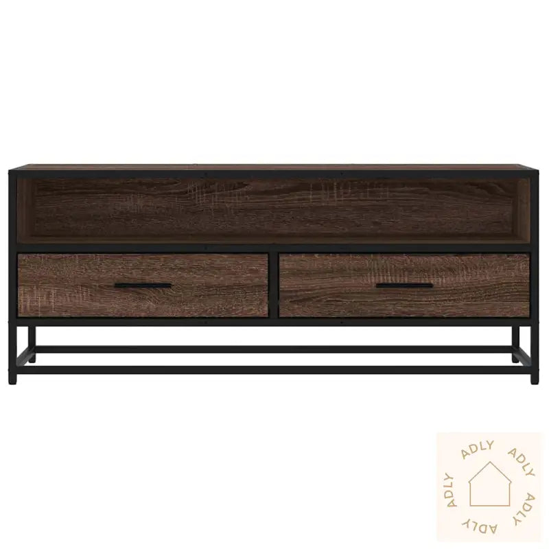 Tv-Benk Brun Eik 100X34,5X40 Cm Konstruert Tre Og Metall