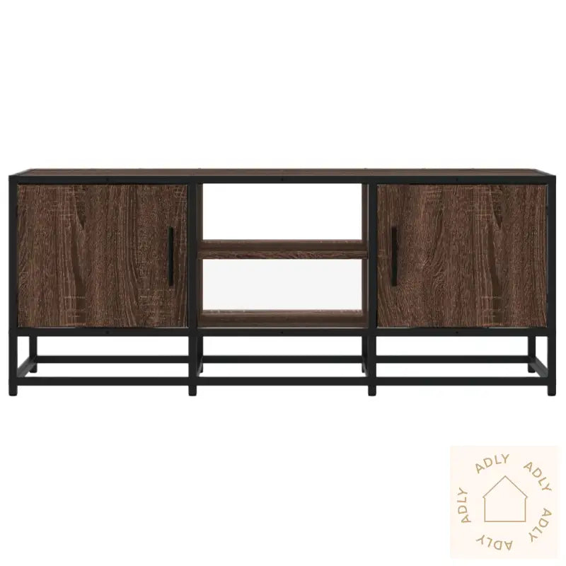 Tv-Benk Brun Eik 100X35X41 Cm Konstruert Tre Og Metall