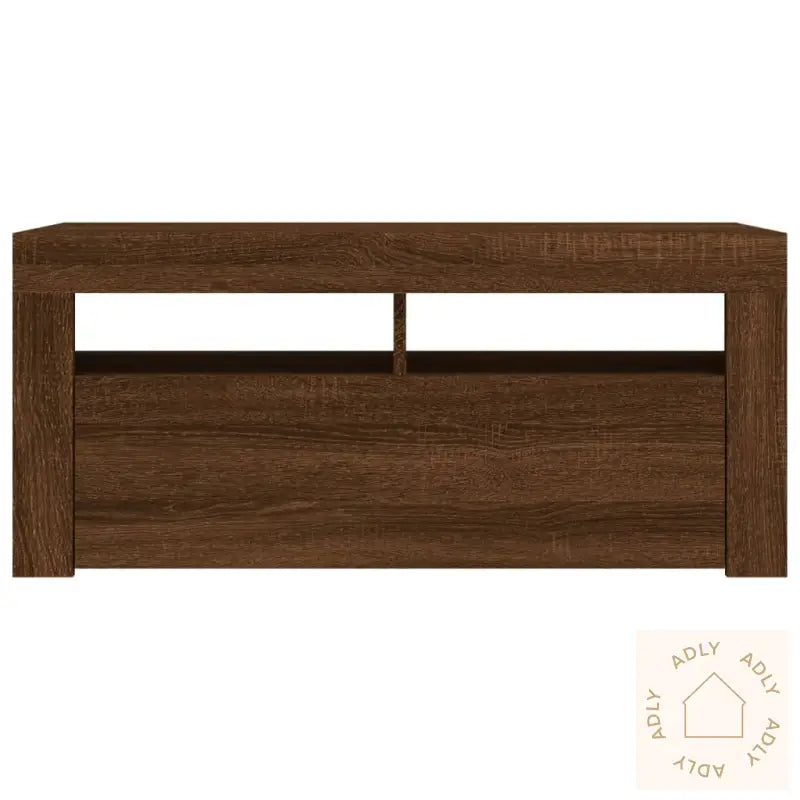 Tv-Benk Med Led-Lys Brun Eik 90X35X40 Cm
