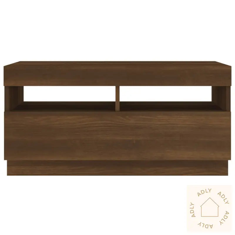 Tv-Benk Med Led-Lys Brun Eik 80X35X40 Cm