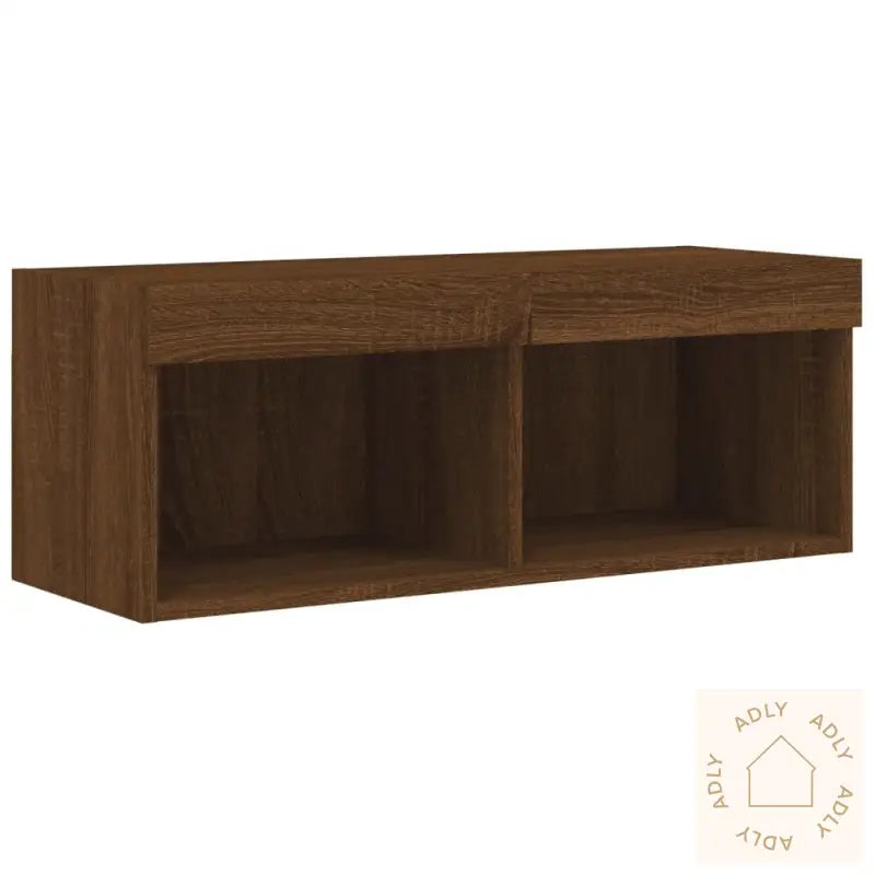 Tv-Benk Med Led-Lys Brun Eik 80X30X30 Cm