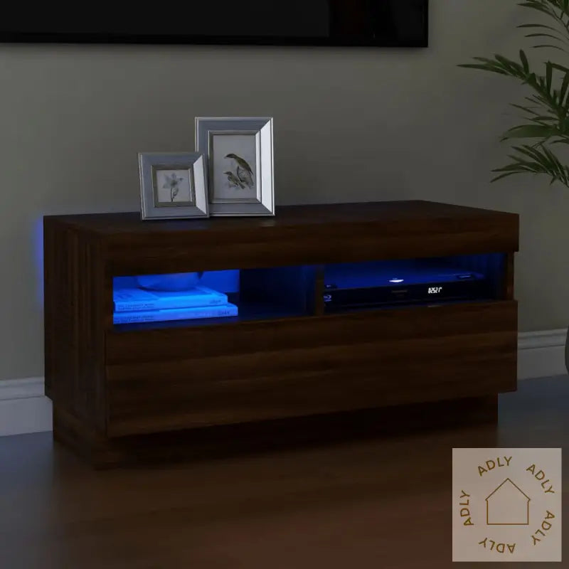 Tv-Benk Med Led-Lys Brun Eik 80X35X40 Cm