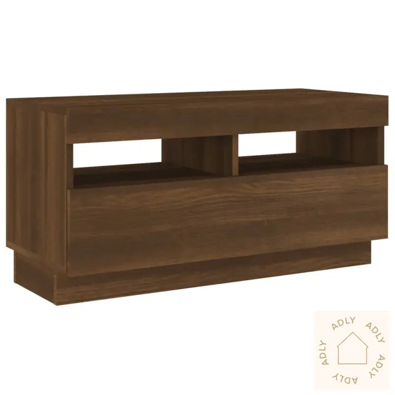 Tv-Benk Med Led-Lys Brun Eik 80X35X40 Cm