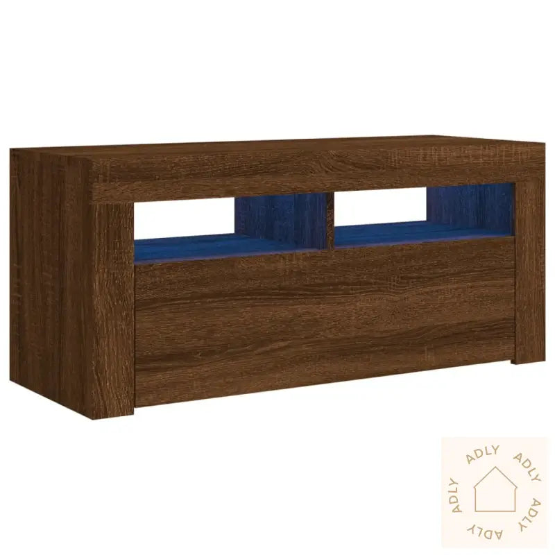 Tv-Benk Med Led-Lys Brun Eik 90X35X40 Cm