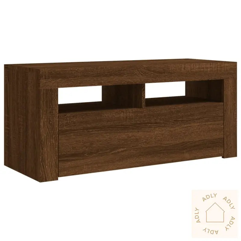 Tv-Benk Med Led-Lys Brun Eik 90X35X40 Cm