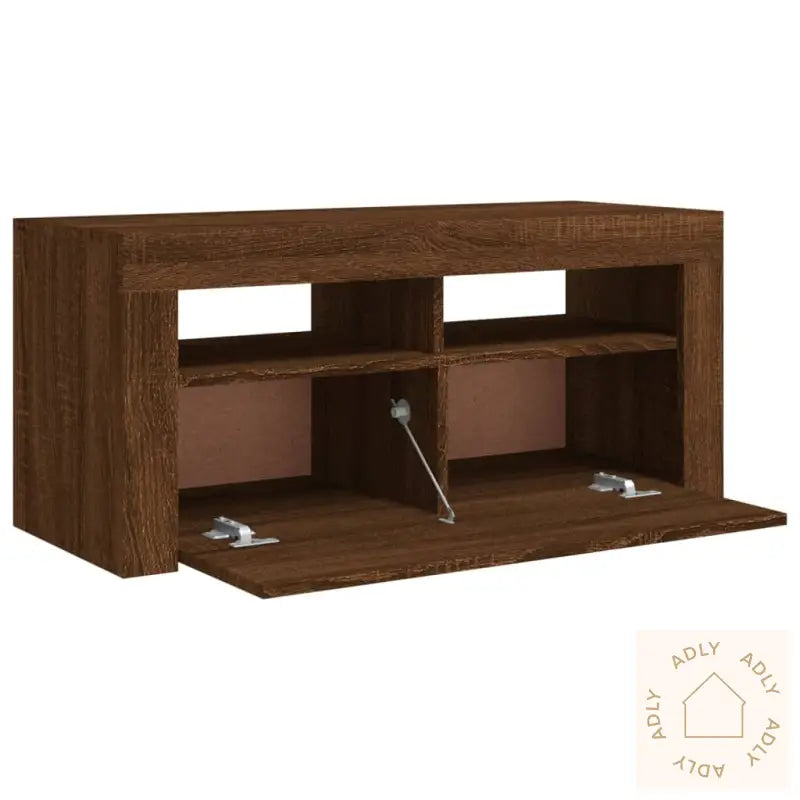 Tv-Benk Med Led-Lys Brun Eik 90X35X40 Cm