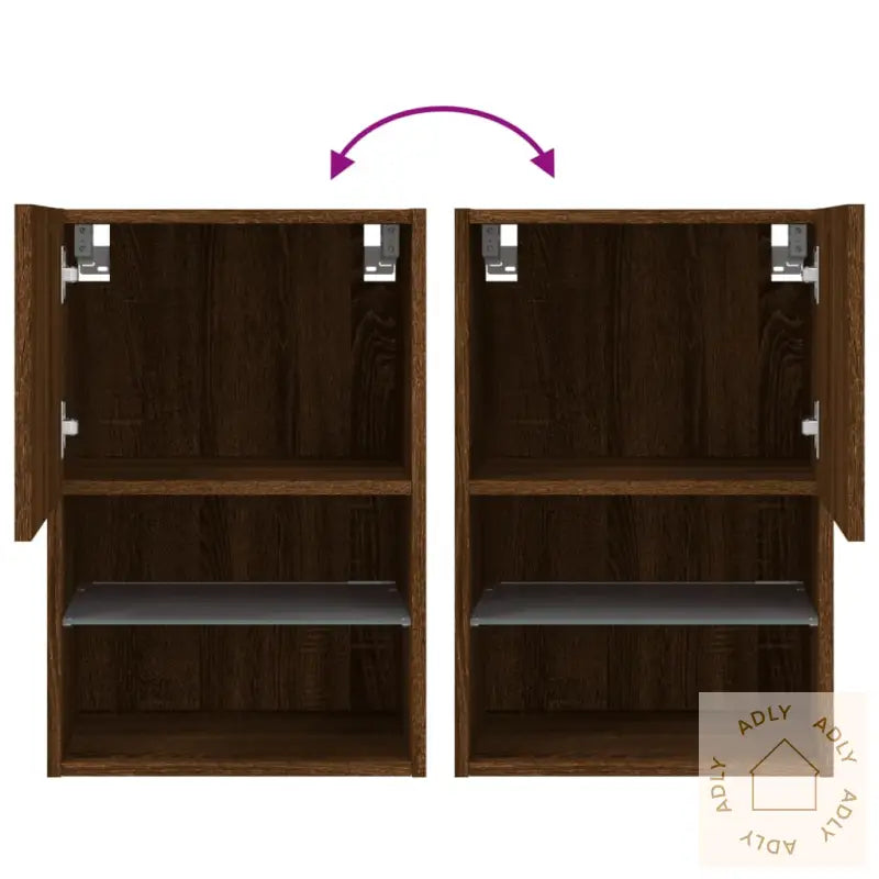 Tv-Benker Med Led-Lys 2 Stk Brun Eik 40,5X30X60 Cm