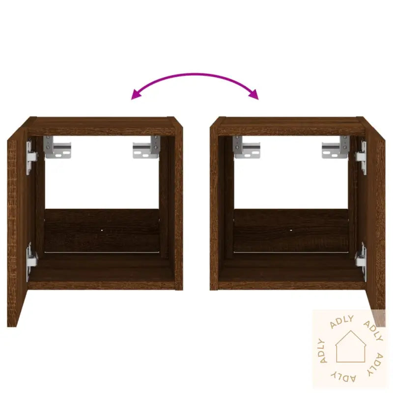 Vegghengt Tv-Benk Med Led Brun Eik 30,5X35X30 Cm