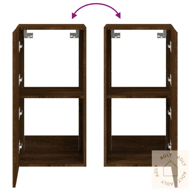 Vegghengt Tv-Benk Med Led Brun Eik 40,5X35X80 Cm