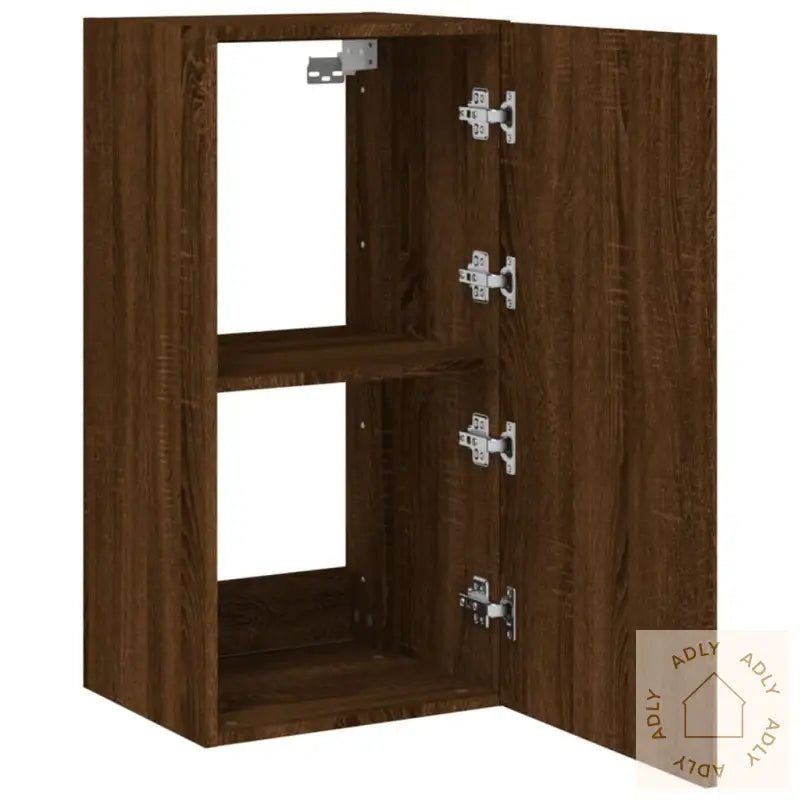 Vegghengt Tv-Benk Med Led Brun Eik 40,5X35X80 Cm