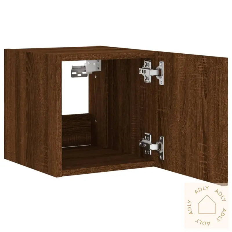 Vegghengt Tv-Benk Med Led Brun Eik 30,5X35X30 Cm