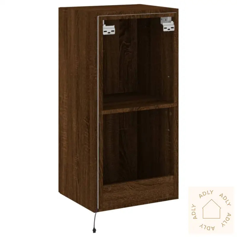 Vegghengt Tv-Benk Med Led Brun Eik 40,5X35X80 Cm