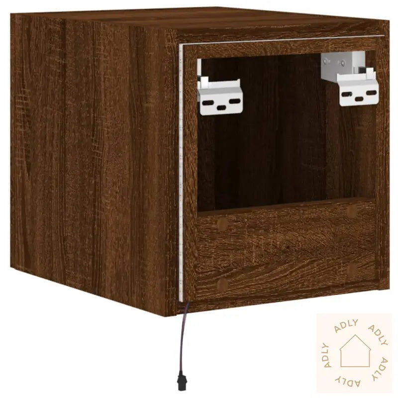 Vegghengt Tv-Benk Med Led Brun Eik 30,5X35X30 Cm