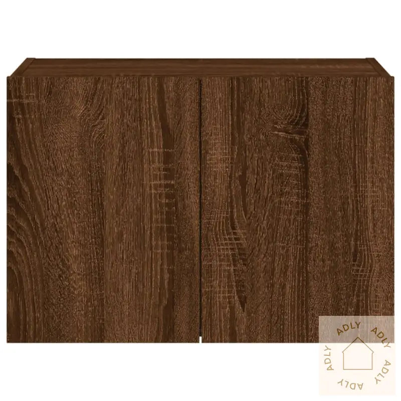 Vegghengt Tv-Benk Med Led Brun Eik 60X35X41 Cm