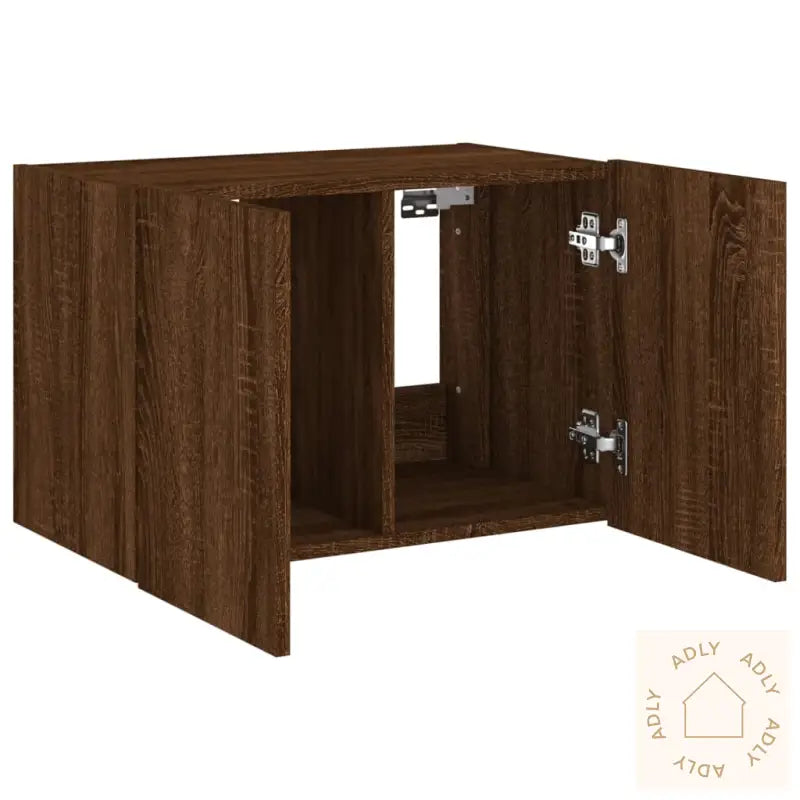 Vegghengt Tv-Benk Med Led Brun Eik 60X35X41 Cm