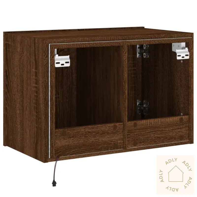 Vegghengt Tv-Benk Med Led Brun Eik 60X35X41 Cm