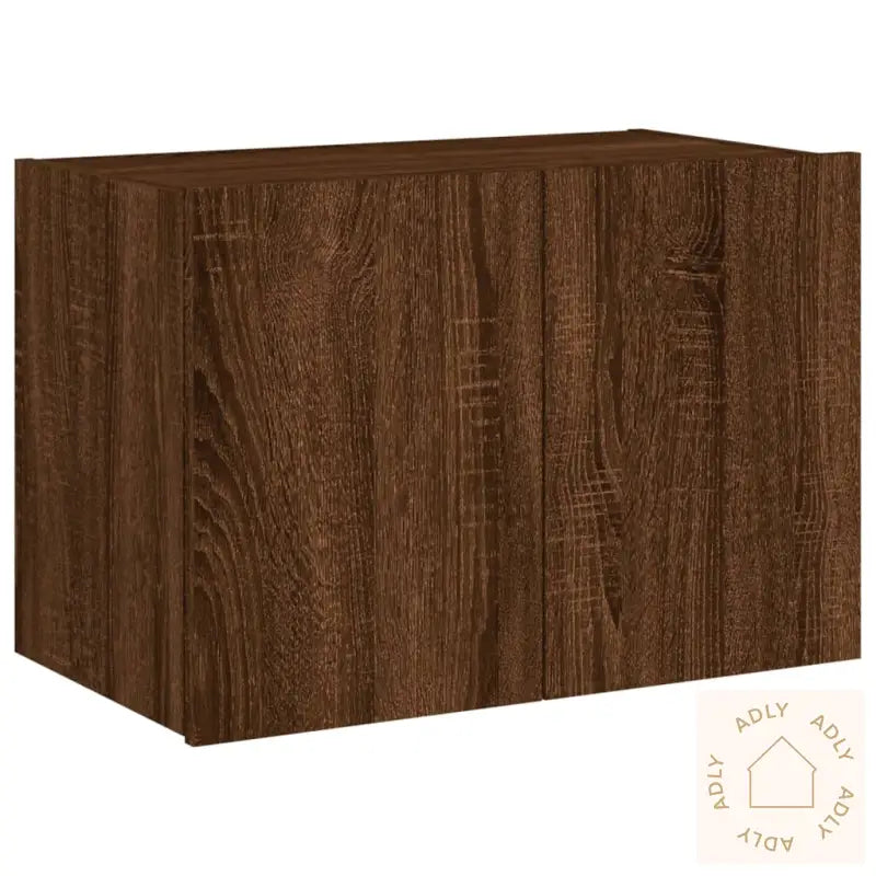 Vegghengt Tv-Benk Med Led Brun Eik 60X35X41 Cm