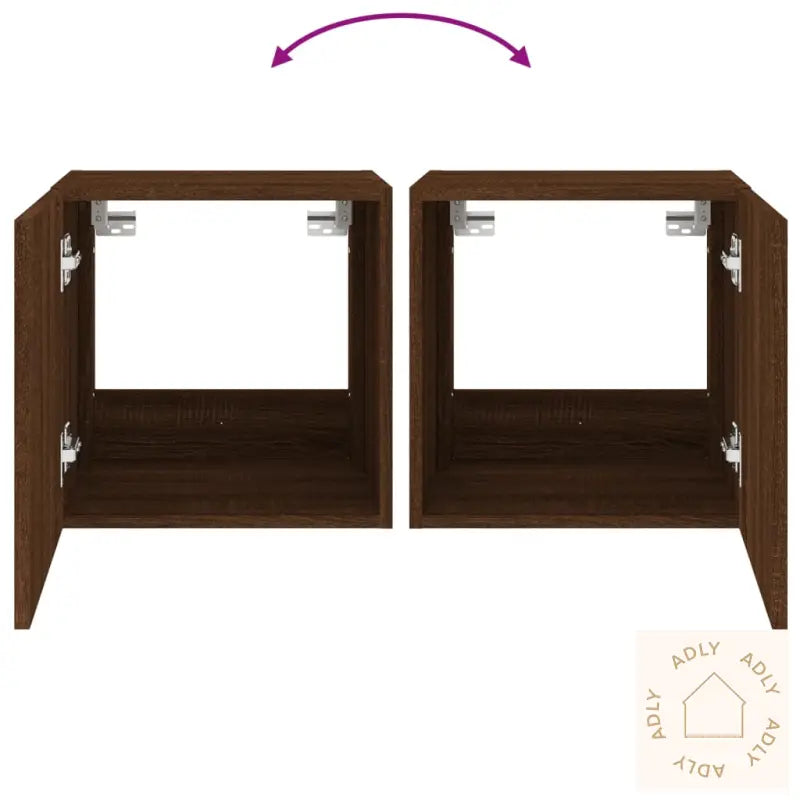 Vegghengt Tv-Benk Med Led Brun Eik 40,5X35X40 Cm