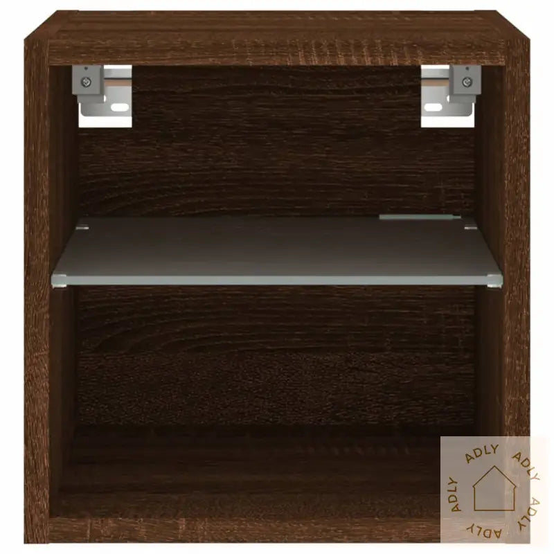 Vegghengt Tv-Benk Med Led Brun Eik 30X28,5X30 Cm