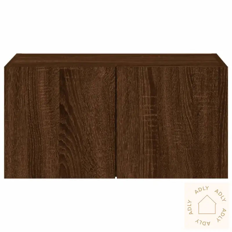 Vegghengt Tv-Benk Med Led Brun Eik 60X35X31 Cm