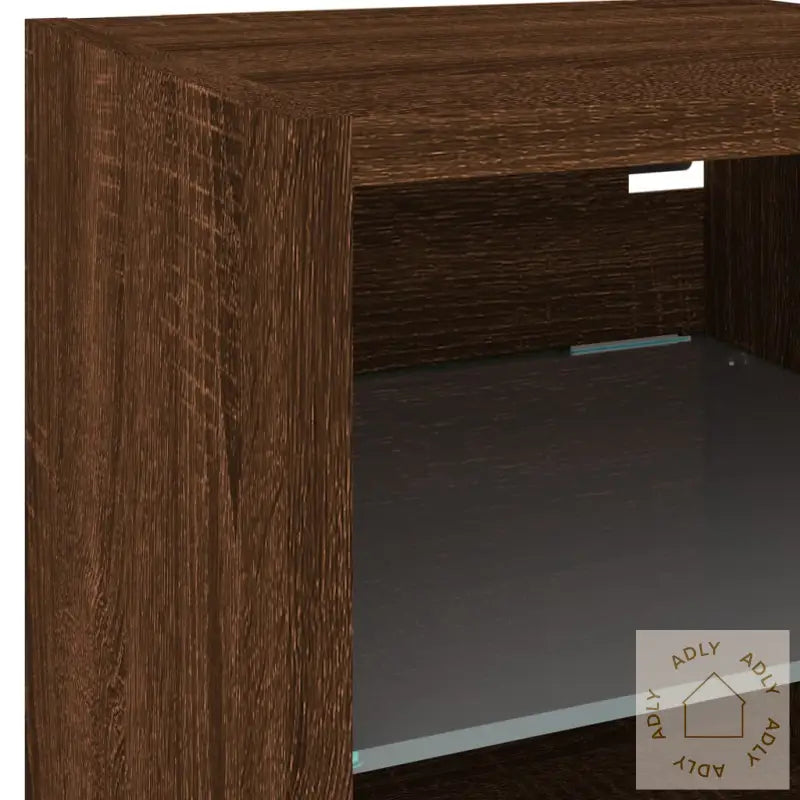 Vegghengt Tv-Benk Med Led Brun Eik 30X28,5X30 Cm