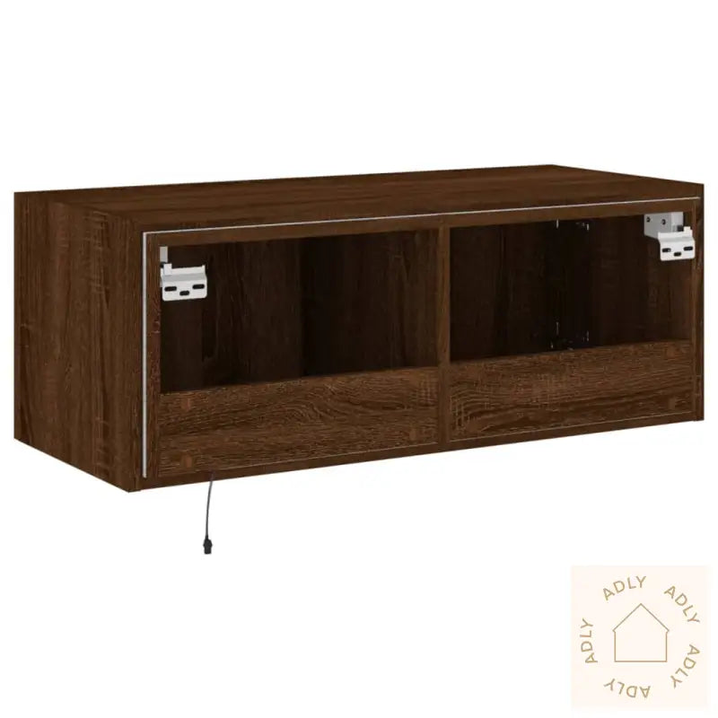 Vegghengt Tv-Benk Med Led Brun Eik 80X35X31 Cm