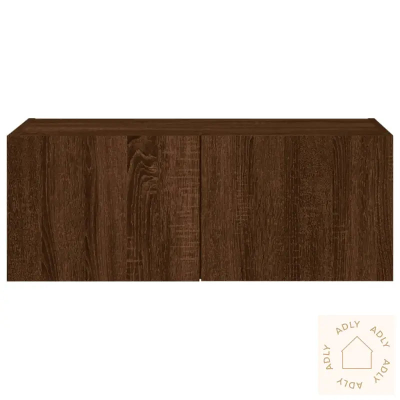 Vegghengt Tv-Benk Med Led Brun Eik 80X35X31 Cm