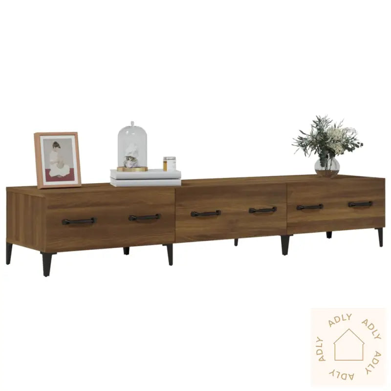 Tv-Benk Brun Eik 150X34,5X30 Cm Konstruert Tre