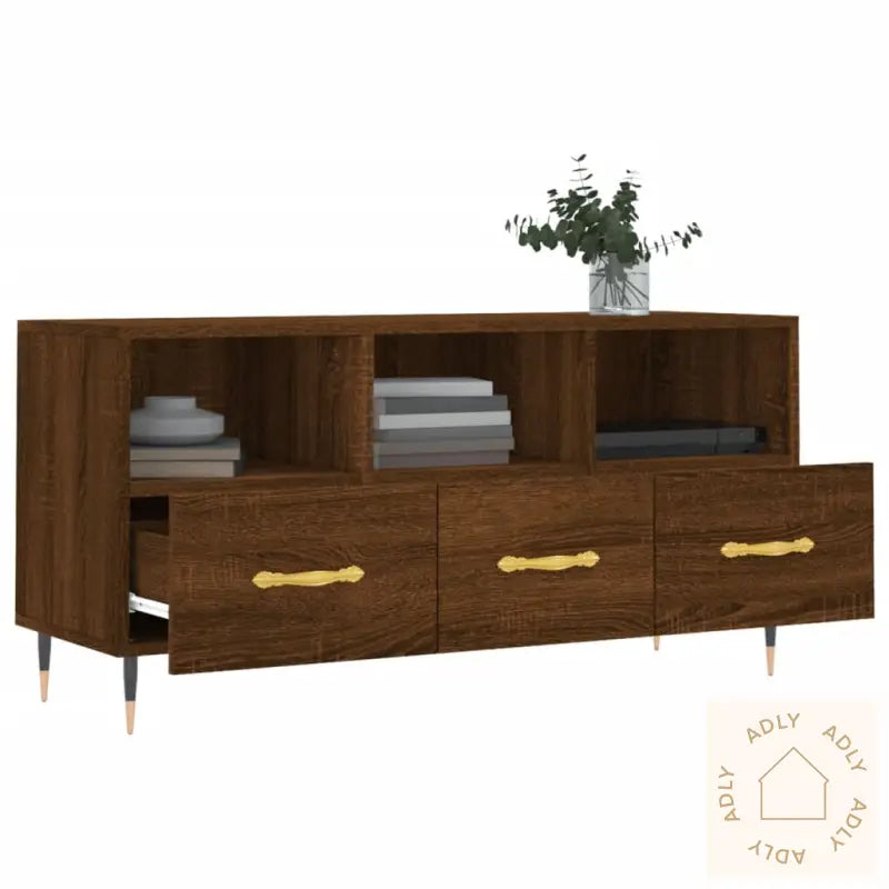 Tv-Benk Brun Eik 102X36X50 Cm Konstruert Tre