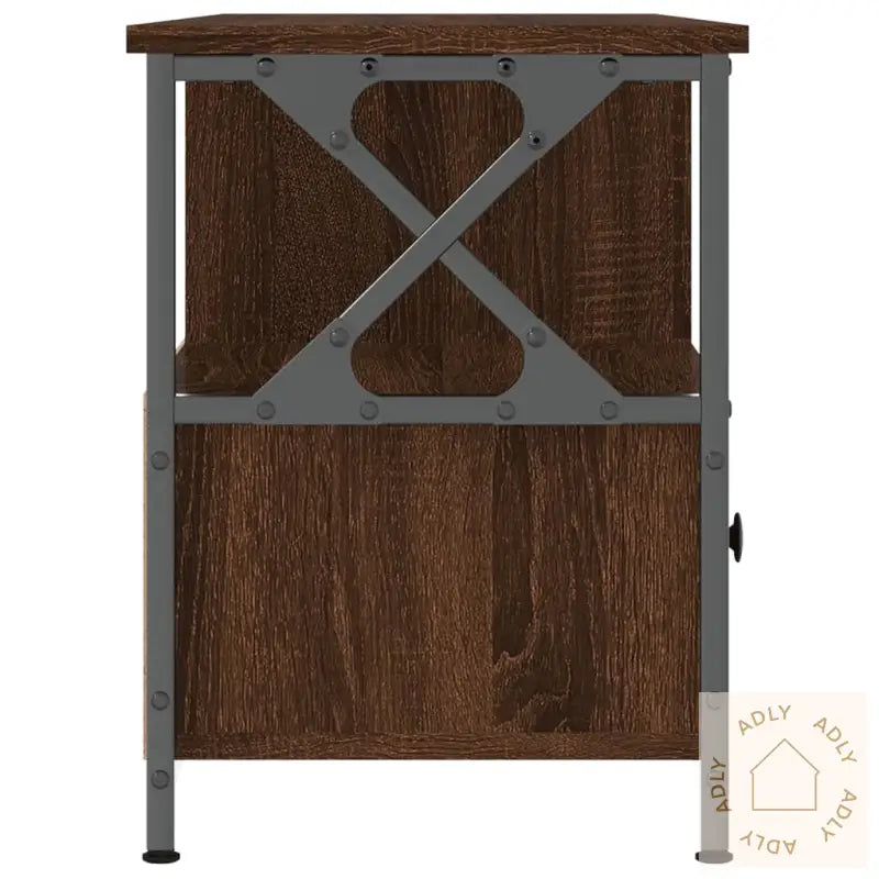 Tv-Benk Brun Eik 102X33X45 Cm Konstruert Tre Og Jern