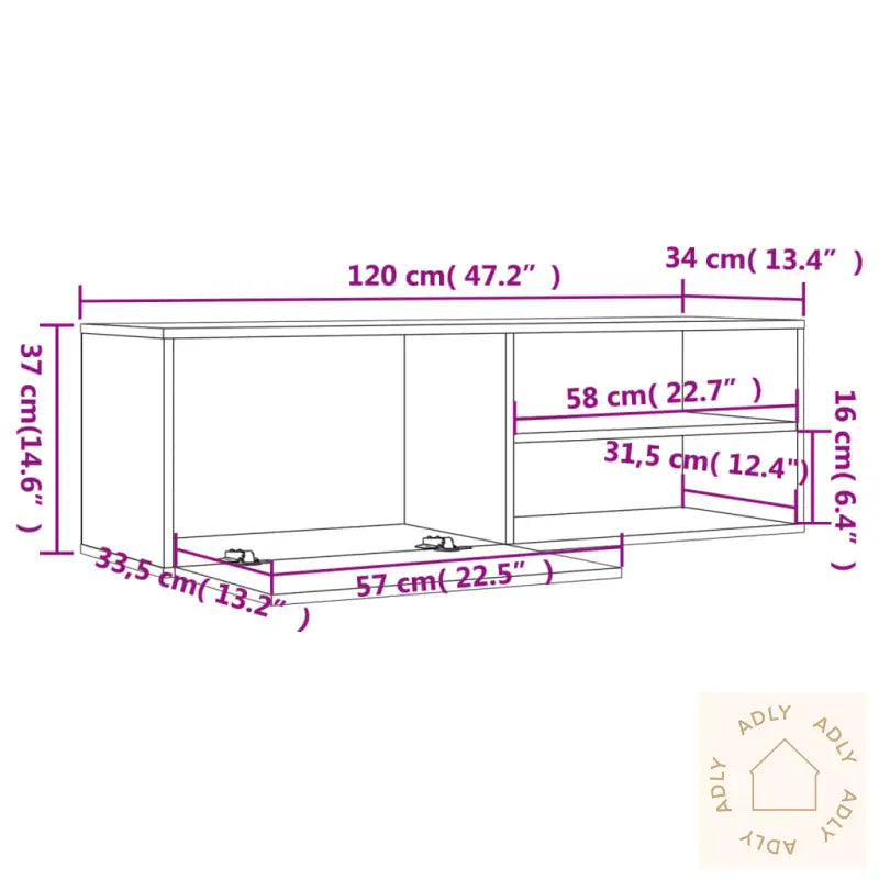 Tv-Benk Brun Eik 120X34X37 Cm Konstruert Tre