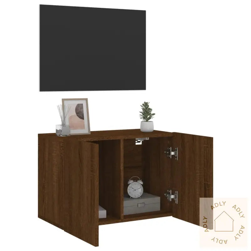 Vegghengt Tv-Benk Brun Eik 60X30X41 Cm