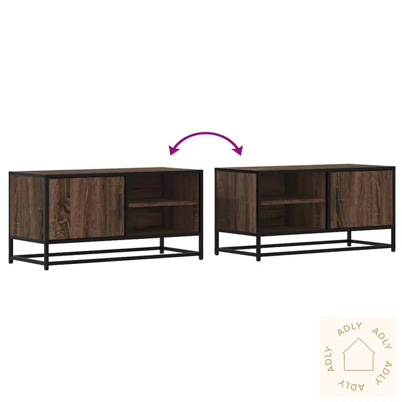 Tv-Benk Brun Eik 80X34,5X40 Cm Konstruert Tre Og Metall