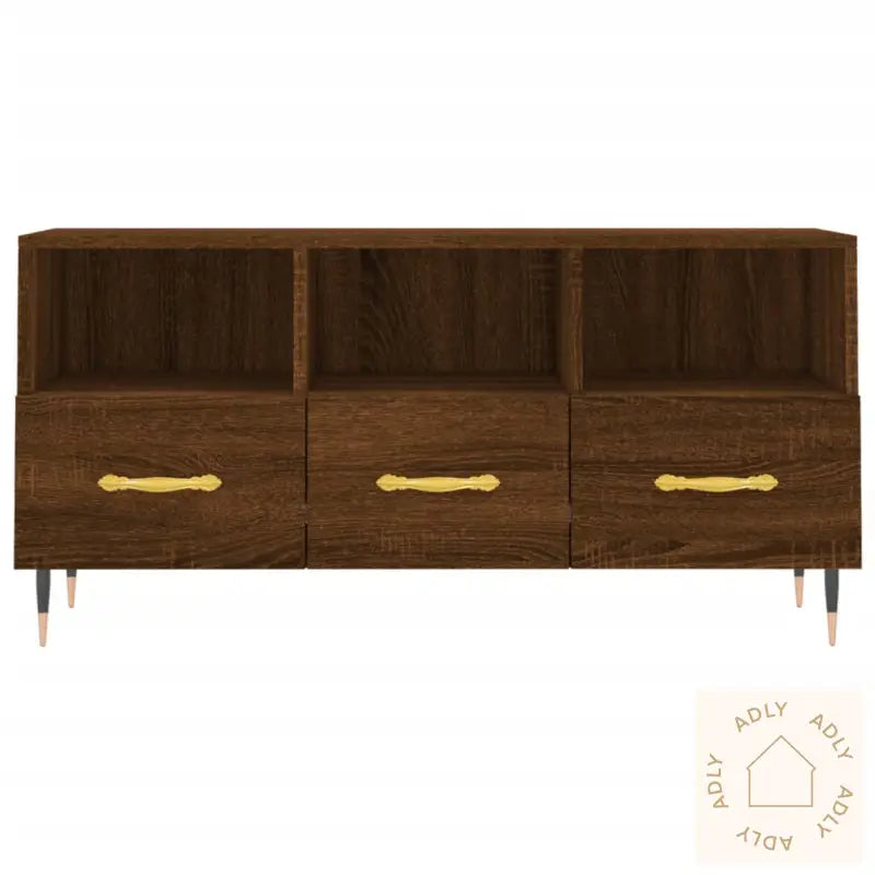 Tv-Benk Brun Eik 102X36X50 Cm Konstruert Tre