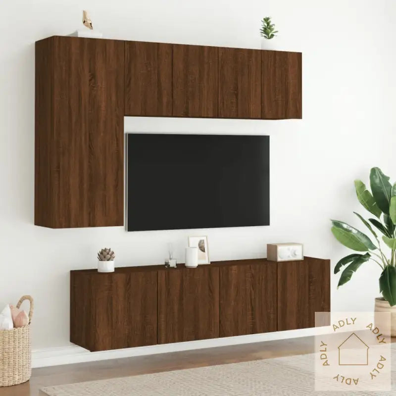 Vegghengt Tv-Benk Brun Eik 60X30X41 Cm