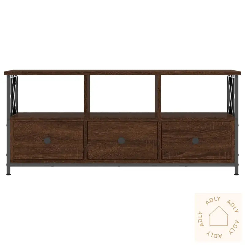 Tv-Benk Brun Eik 102X33X45 Cm Konstruert Tre Og Jern