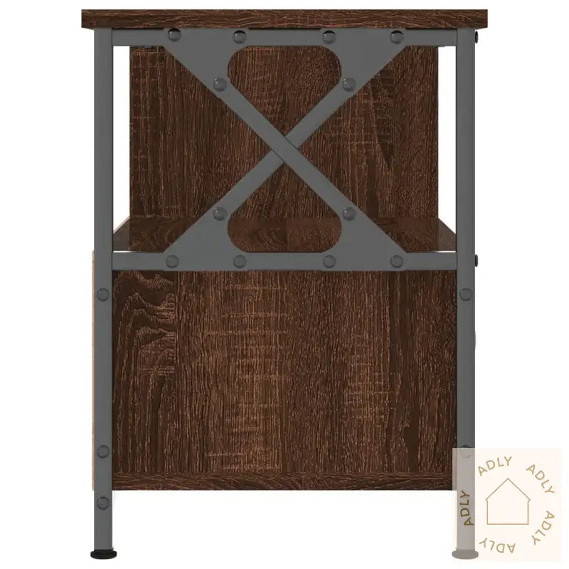 Tv-Benk Brun Eik 90X33X45 Cm Konstruert Tre Og Jern