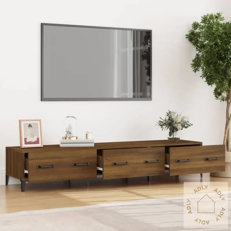 Tv-Benk Brun Eik 150X34,5X30 Cm Konstruert Tre